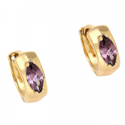 KOLCZYKI POZŁACANE 14/6 MM KÓŁKA Z AMETYSTEM XUPING 83214