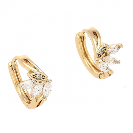 KOLCZYKI POZŁACANE 13/8 MM KÓŁECZKA Z BRYLANTAMI XUPING 83223