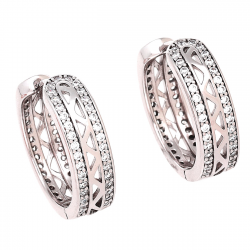 KOLCZYKI PLATYNOWANE 21/6 MM BRYLANTOWE AŻUROWE KOŁA XUPING 83231