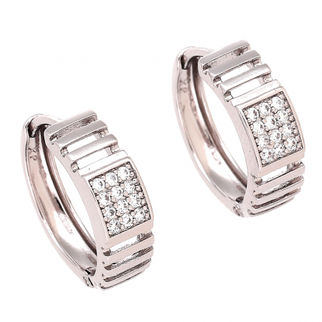 KOLCZYKI PLATYNOWANE 17/5 MM KÓŁKA Z BRYLANCIKAMI XUPING 83232