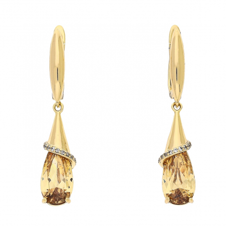 KOLCZYKI POZŁACANE 38/7 MM WISZĄCE OLIWINY XUPING 83265