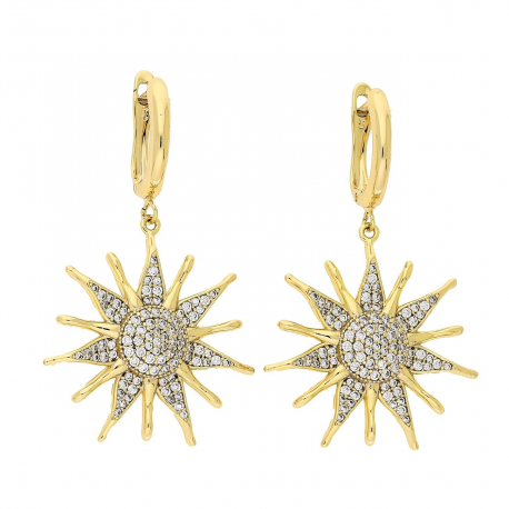 KOLCZYKI POZŁACANE 45/27 MM BRYLANTOWE SŁONECZKO XUPING 83267