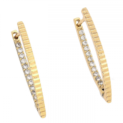 KOLCZYKI POZŁACANE 27/2 MM TRADYCYJNE Z BRYLANTAMI XUPING 83281