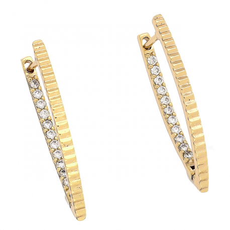 KOLCZYKI POZŁACANE 27/2 MM TRADYCYJNE Z BRYLANTAMI XUPING 83281