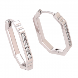 KOLCZYKI PLATYNOWANE 23/3 MM ELEGANTKI Z BRYLANTAMI XUPING 83296