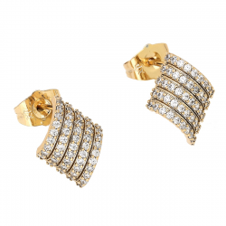 KOLCZYKI POZŁACANE 15/11 MM BRYLANTOWE GIĘTE ROMBY XUPING 83315