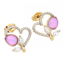 KOLCZYKI POZŁACANE 19/18 MM BRYLANTOWE SERCA XUPING 83319