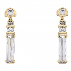 KOLCZYKI POZŁACANE 39/6 MM BRYLANT BAGIETA XUPING 83322