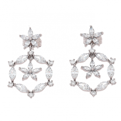 KOLCZYKI PLATYNOWANE 31/19 MM BRYLANTOWE MARGERYTKI XUPING 83325