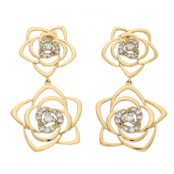 KOLCZYKI POZŁACANE 57/30 MM ZŁOTE KWIATY XUPING 83327