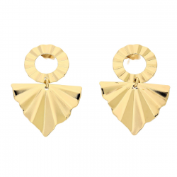 KOLCZYKI POZŁACANE 39/28 MM ZŁOTE GIĘTE BLACHY XUPING 83333