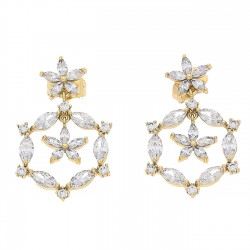 KOLCZYKI POZŁACANE 31/19 MM BRYLANTOWE MARGERYTKI XUPING 83324