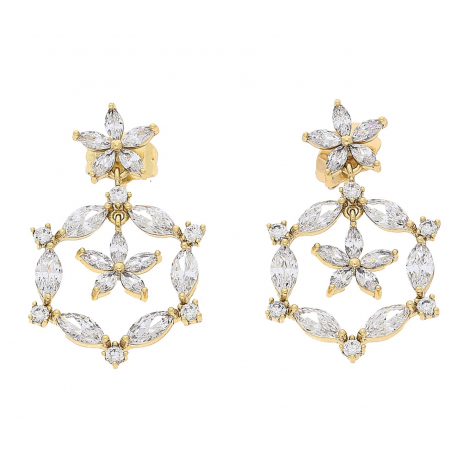 KOLCZYKI POZŁACANE 31/19 MM BRYLANTOWE MARGERYTKI XUPING 83324