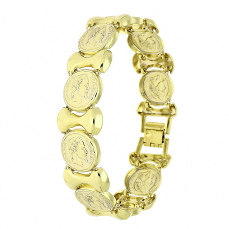 14K BRANSOLETKA POZŁACANA 20,5 CM 18 MM ZŁOTE MONETY XUPING 83408