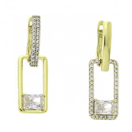14K KOLCZYKI POZŁACANE 34/10 MM ASYMETRYCZNA ELEGANCJA XUPING 83449
