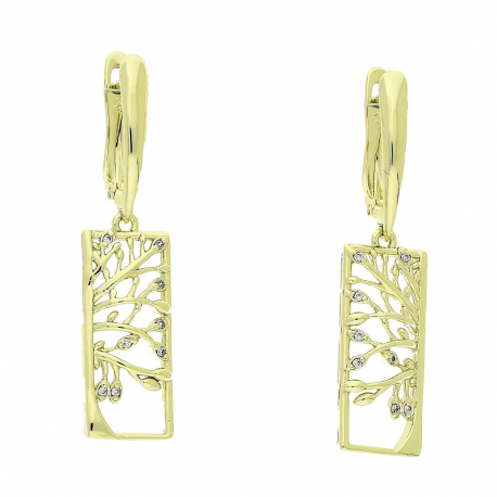 14K KOLCZYKI POZŁACANE 34/10 MM WISZĄCE ELEGANTKI XUPING 83450