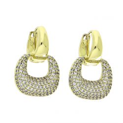 14K KOLCZYKI POZŁACANE 25/18 MM BRYLANTOWE 2 W 1 XUPING 83458