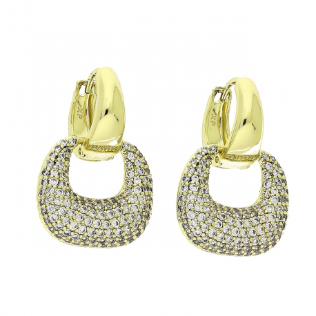 14K KOLCZYKI POZŁACANE 25/18 MM BRYLANTOWE 2 W 1 XUPING 83458