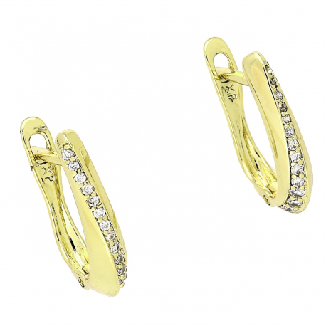 14K KOLCZYKI POZŁACANE 16/3,5 MM TRADYCYJNE Z BRYLANTAMI XUPING 83459