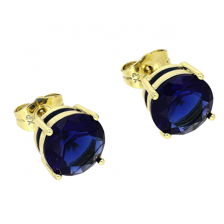 14K KOLCZYKI POZŁACANE 11 MM SZAFIR XUPING 83474