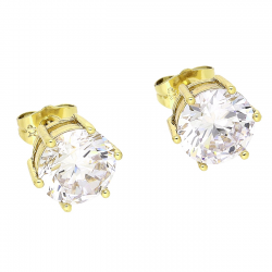 14K KOLCZYKI POZŁACANE 11 MM BRYLANT XUPING 83478