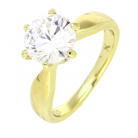 14K PIERŚCIEŃ POZŁACANY 10 MM BRYLANT OD SERCA XUPING 83484