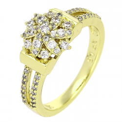 14K PIERŚCIONEK POZŁACANY 10 MM BRYLANTOWA ELEGANCJA XUPING 83485