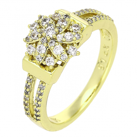 14K PIERŚCIONEK POZŁACANY 10 MM BRYLANTOWA ELEGANCJA XUPING 83485