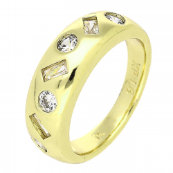 14K PIERŚCIONEK POZŁACANY 7 MM BRYLANTOWY MIX XUPING 83486