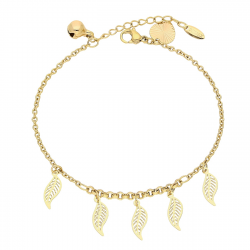 BRANSOLETKA POZŁACANA 17+3 CM ZŁOTE LISTECZKI XUPING 83735