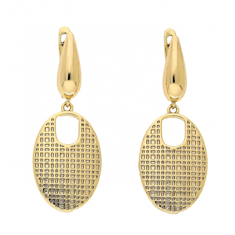 KOLCZYKI POZŁACANE 38/15 MM ZŁOTY OWAL XUPING 83804