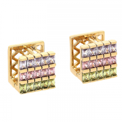 KOLCZYKI POZŁACANE 11/11 MM KOLOROWE ELEGANTKI XUPING 83820