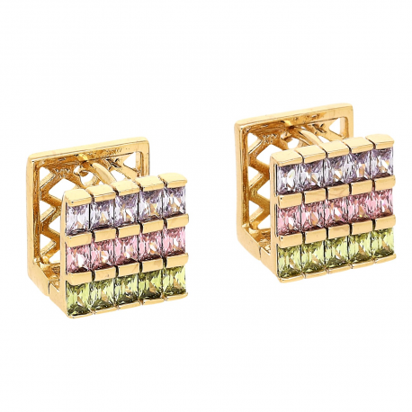 KOLCZYKI POZŁACANE 11/11 MM KOLOROWE ELEGANTKI XUPING 83820