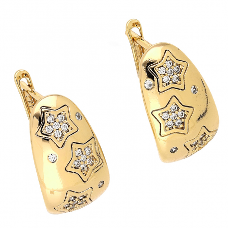 KOLCZYKI POZŁACANE 18/10 MM TRADYCYJNE W GWIAZDKI XUPING 83832