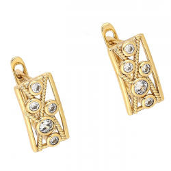 KOLCZYKI POZŁACANE 14/8 MM TRADYCYJNE Z BRYLANTAMI XUPING 83836