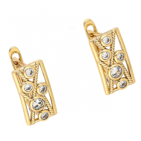 KOLCZYKI POZŁACANE 14/8 MM TRADYCYJNE Z BRYLANTAMI XUPING 83836