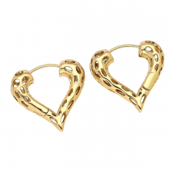 KOLCZYKI POZŁACANE 19/5 MM ZŁOTE AŻUROWE SERCA XUPING 83848