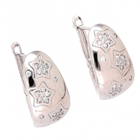 KOLCZYKI PLATYNOWANE 18/10 MM SREBRNE W GWIAZDKI XUPING 83863