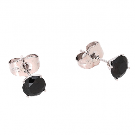 KOLCZYKI PLATYNOWANE 6 MM CZARNY BRYLANT XUPING 83872