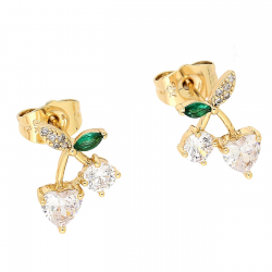 KOLCZYKI POZŁACANE 14/10 MM BRYLANTOWE WISIENKI XUPING 83902