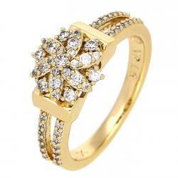 PIERŚCIONEK POZŁACANY 10 MM BRYLANTOWY XUPING 83904