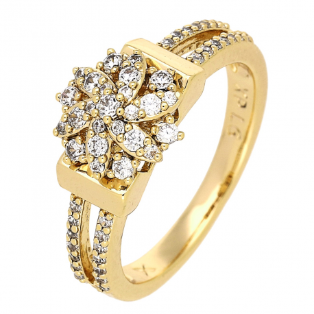 PIERŚCIONEK POZŁACANY 10 MM BRYLANTOWY XUPING 83904