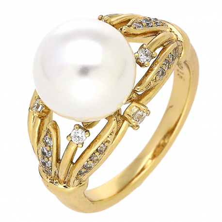 PIERŚCIONEK POZŁACANY 12 MM ELEGANCJA PERŁY XUPING 83907