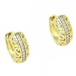 14K KOLCZYKI POZŁACANE 14/7 MM KÓŁKA Z BRYLANTAMI XUPING 83997
