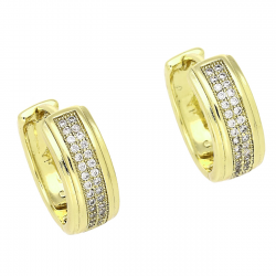 14K KOLCZYKI POZŁACANE 15/6 MM KÓŁKA Z BRYLANTAMI XUPING 83999