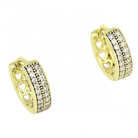 14K KOLCZYKI POZŁACANE 13/4 MM KÓŁKA Z BRYLANTAMI XUPING 84004