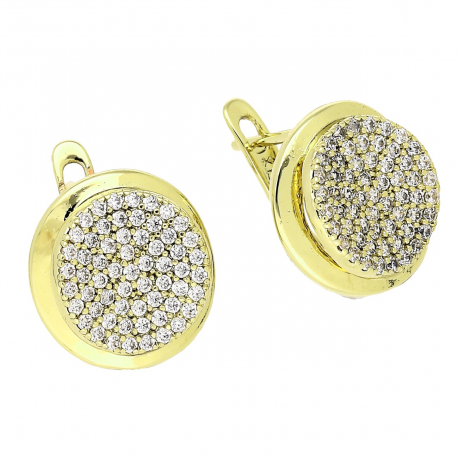 14K KOLCZYKI POZŁACANE 14/13 MM BRYLANTOWE KRĘGI XUPING 84012