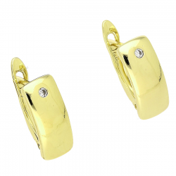 14K KOLCZYKI POZŁACANE 14/6 MM TRADYCYJNE Z BRYLANTEM XUPING 84013