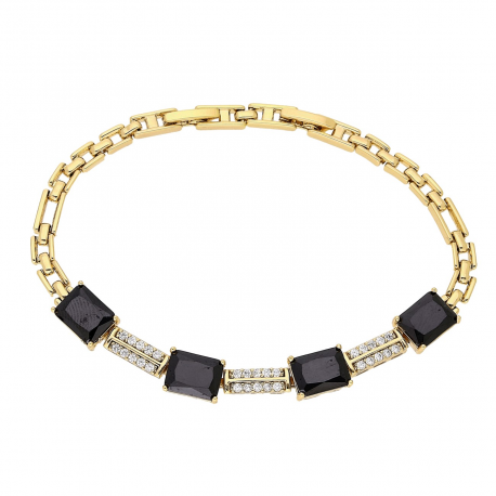 BRANSOLETKA POZŁACANA 20-18 CM 8 MM CZARNE BRYLANTY XUPING 84096