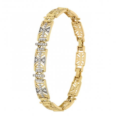 BRANSOLETKA ZŁOCONA 19-17 CM 8 MM AŻUROWA ELEGANCJA XUPING 84111
